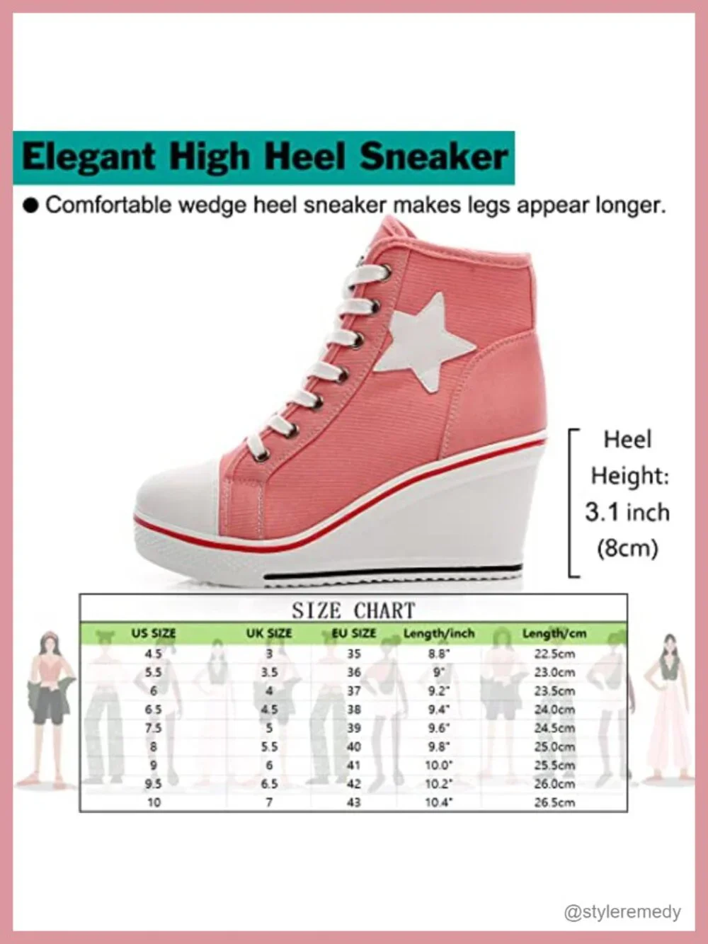 Women's Platform Wedge Sneakers Lace Up Canvas High Top Casual Shoes